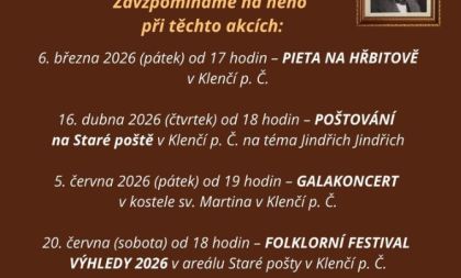 150. výročí narození Jindřicha Jindřicha v Klenčí pod Čerchovem