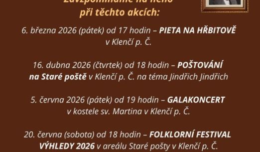 150. výročí narození Jindřicha Jindřicha v Klenčí pod Čerchovem