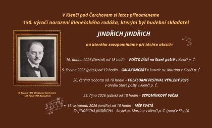 150. výročí narození Jindřicha Jindřicha v Klenčí pod Čerchovem